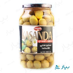 کنسرو زیتون شور با هسته شیشه ای 1000 کاساندا