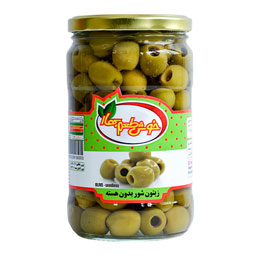زیتون فرآوری شده بدون هسته شیشه ایی 680 گرمی خوش طعم بهار