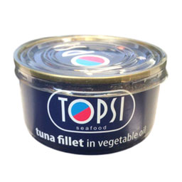 کنسرو فیله ماهی تون وزن 180 گرمی تاپسی