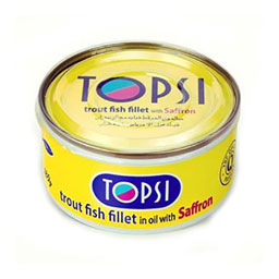 تن ماهی فیله قزل آلا زعفرانی وزن 180 گرمی تاپسی