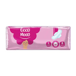 نوار بهداشتی بال‌دار پنبه ای و ضخیم سایز بزرگ بسته 8 عددی گودمود