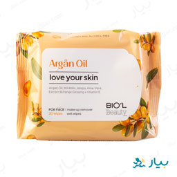 دستمال مرطوب پاک کننده آرایش صورت برای پوست های خشک 20 عددی بیول