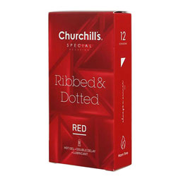 کاندوم اسپشیال فرم خاردار شیاردار تاخیری با ماده موثر گرم کننده 12 عددی چرچیلز