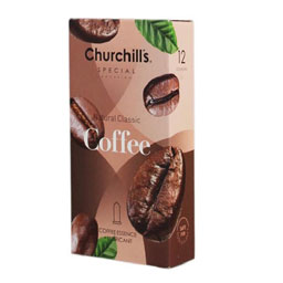 کاندوم اسپشیال ضخامت نرمال فرم کلاسیک روان کننده لوبریکانت اسانس قهوه 12 عددی چرچیلز