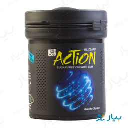 آدامس قوطی آسانسوری بدون شکر حاوی کافئین با طعم اکالیپتوس 30 عددی اکشن