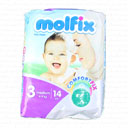 پوشک کامل 4 تا 9 کیلو 14 عددی متوسط شماره 3 مولفیکس