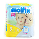 پوشک بچه سایز 2 مخصوص نوزادان 3 تا 6 کیلوگرم 16 تایی مولفیکس
