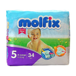 پوشک بچه 34 عددی سایز 5 خیلی بزرگ دوقلو مولفیکس