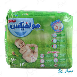 پوشک بچه 3D متوسط 4-9 کیلو 14 عددی مولفیکس