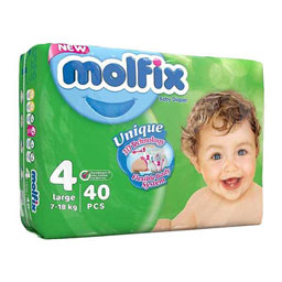 پوشک بچه سایز 4 تعداد 34 عددی مولفیکس