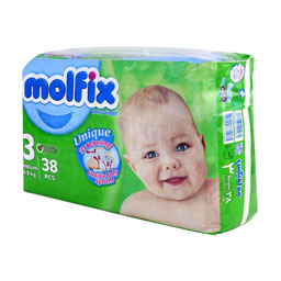 پوشک کامل بچه سایز 3 بسته 38 عددی مولفیکس