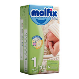 پوشک سایز نوزادی مولفیکس سایز 1 تعداد 40 عددی