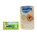 پوشک همراه با دستمال مرطوب سایز 1 بسته 40 عددی مولفیکس