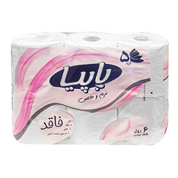 دستمال توالت 5لایه پاپیا فاقد کلر، رنگ و عطر 6 رول