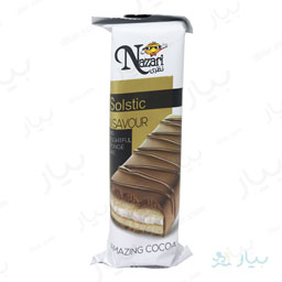 کیک اسفنجی دولایه با کرم شیری با روکش کاکائویی 60 گرمی نظری