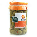 زیتون سبز با مغز پرتقال اسپانیایی شیشه ای 660 گرمی گرین فیلد