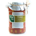 زیتون سبز با طعم لیته گوجه 680 گرمی گرین فیلد