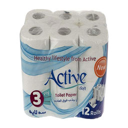 دستمال توالت 12 قلو اکتیو