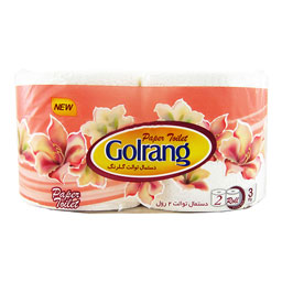 دستمال کاغذی توالت سه لایه 2 رول گلرنگ