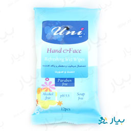 دستمال مرطوب معطر و پاک کننده دست و صورت 12 برگی یونی لد