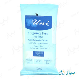 دستمال مرطوب بدون اسانس و ضد حساسیت 12 برگی یونی لد
