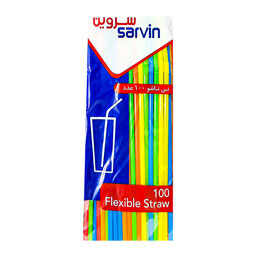 نی نوشیدنی تاشو چند رنگ بسته 100 تایی سروین