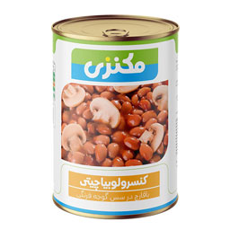 کنسرو لوبیا چیتی با قارچ در سس گوجه فرنگی 380 گرمی مکنزی
