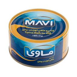 کنسرو ماهی تون در روغن 180 گرمی ماوی