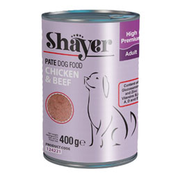 کنسرو پته سگ مرغ و گوشت 400 گرمی شایر