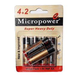 باتری قلمی کربن زینک 6 عددی میکرو پاور