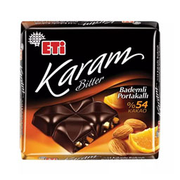 شکلات تلخ بادام و پرتقال 54 درصد وزن 80 گرمی اتی