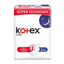 نوار بهداشتی ویژه شب مدل ULTRA تعداد 18 عددی کوتکس