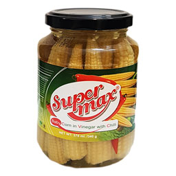 کنسرو بیبی کورن همراه چیلی شیشه ای 370 گرمی سوپر مکس