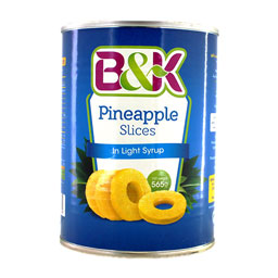 کمپوت آناناس حلقه ای در شربت رقیق 565 گرمی بی اند کی