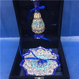 ست بشقاب و گلدون مینا 16 سانتی