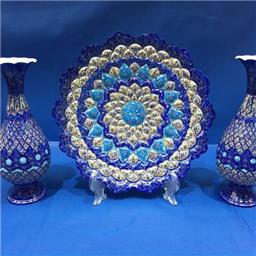 سه تایی بشقاب و گلدون مینا