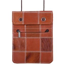 کیف پاسپورتی چرم آمین طرح تکه دوزی مدل 00-01 | قهوه ای روشن