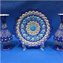 سه تایی بشقاب و گلدون مینا