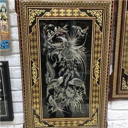 تابلو پلاک قلمزنی با قاب خاتم